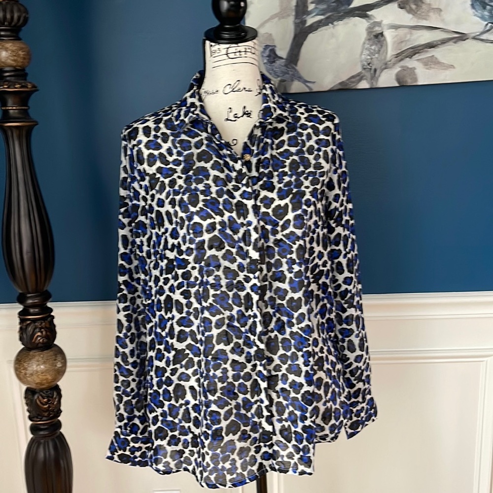 Blue and black leopard shirt